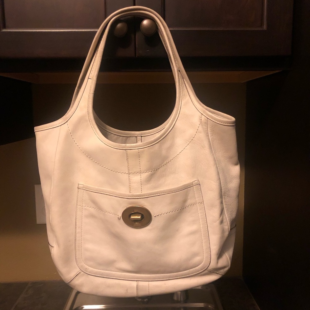 Coach Ergo White Leather Hobo Shoulder Tote